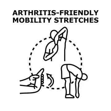 Arthritis friendly mobility stretches concept for joint health Stock Illustration