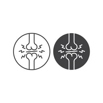 Arthritis, Knee joint inside circle line art style. Vector icon Stock Illustration