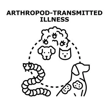 Arthropod transmitting illness to animals concept illustration Stock Illustration