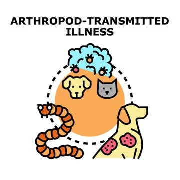 Arthropod transmitting illness to animals concept illustration Stock Illustration