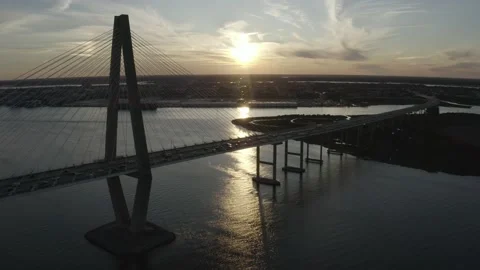 Arthur ravenel bridge DLOG Stock Footage 232808933