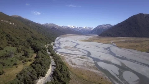 Arthur's Pass NZ South Aerial Crane Up Stock Footage