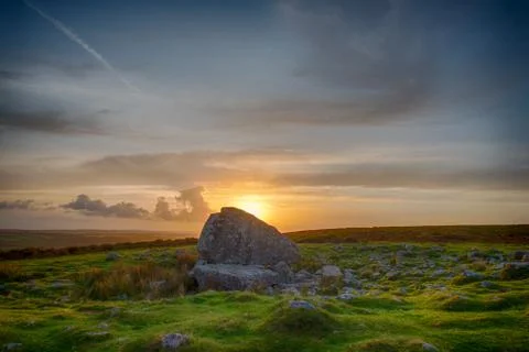 Arthur's Stone  (Maen Ceti), Gower, Wales, UK at sunrise. Stock Photos