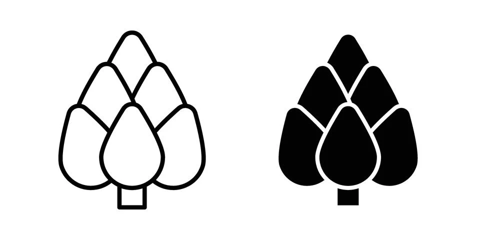 Artichoke icon linear versions pack on white background Illustrazione stock
