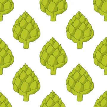 Artichoke seamless doodle pattern, vector hand draw illustration Stock Illustration