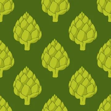 Artichoke seamless doodle pattern, vector hand draw illustration Stock Illustration