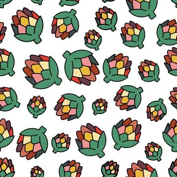Artichoke Seamless Pattern Stock Illustration