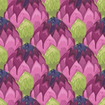 Artichoke seamless pattern Pink and green print Stock Illustration