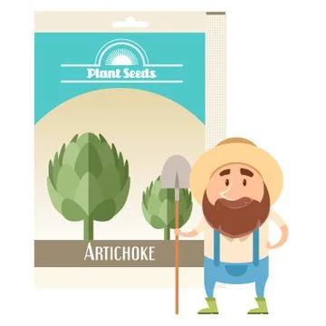 Artichoke seed pack Illustrazione stock