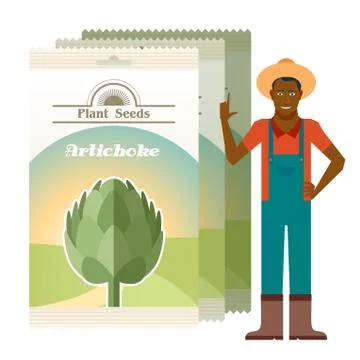 Artichoke seed pack Stock Illustration
