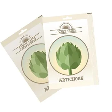 Artichoke seed pack Stock Illustration