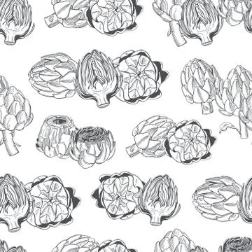 Artichoke.   Vector   pattern. Stock Illustration