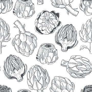 Artichoke.  Vector pattern. Stock Illustration