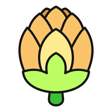 Artichoke vegetable flat doodle drawing icon Stock Illustration
