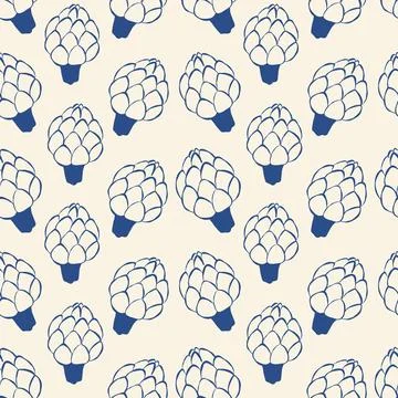 Artichokes arranged in a repeating pattern Stock Illustration