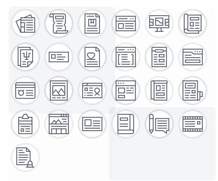 Article Digital Vector Pack containing 25 PIXEL Perfect Regular Line 256x25.. Ilustração Stock