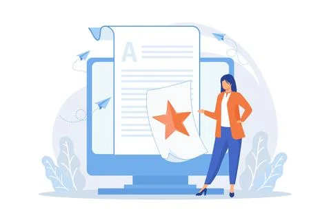 Article evaluation, editing. Internet blogging, content management, search .. Stock Illustration