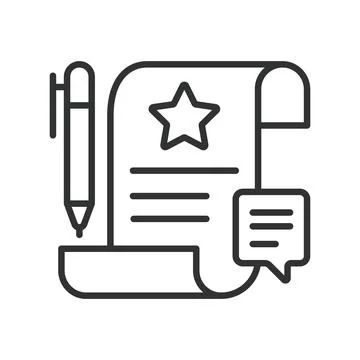 Article, icon in line design. Article, writing, content, journalism, text, blog Illustrazione stock