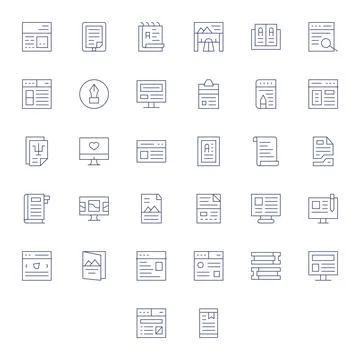 Article Premium Vector Bundle with 32 128x128 Detail Enhanced Thin Line Icons 스톡 일러스트