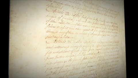 Articles of Confederation Historical Old Paper Handwritten Document 3 Stock Footage 339289086