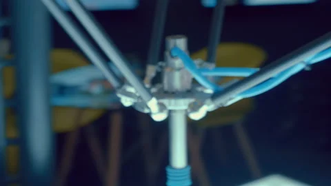 Articulated arms (robot) with parallel kinematics with suction cup. Closeup Stock-Footage 217767417