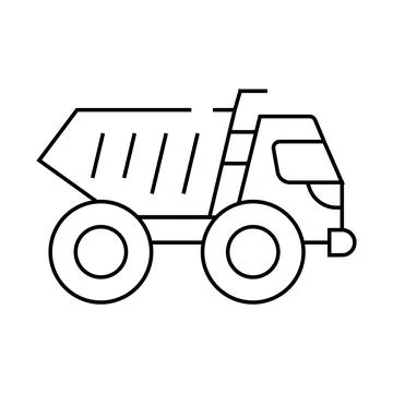Articulated dumper line icon vector isolated illustration Stock Illustration
