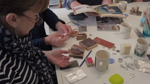Artiests work on their next upcoming project Video stock 76883220