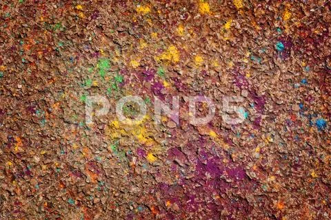 An artifacts on the asphalt after the Spring Festival of colors Stock Photos