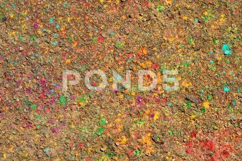 An artifacts on the asphalt after the Spring Festival of colors Stock Photos
