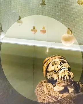 Artifacts from the gold museum with skeleton Stock Photos