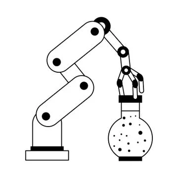 Artifical intelligence icons concept cartoon in black and white イラスト素材