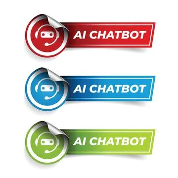Artificial Ai Chat bot icon symbol label Stock Illustration