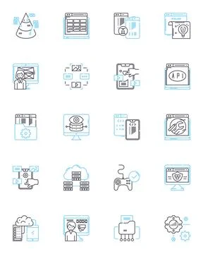 Artificial analytics linear icons set. Prediction, Optimization, Automation Illustrazione stock