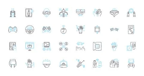 Artificial analytics linear icons set. Machine, Data, Predictive, Insights Stockillustratie