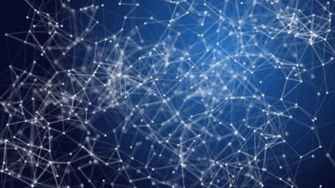 Artificial background of dots and lines smoothly rotating in space Stock Footage 148933390