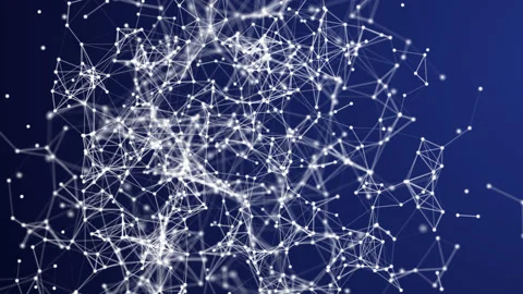Artificial background of dots and lines smoothly rotating in space Stock Footage 149185892