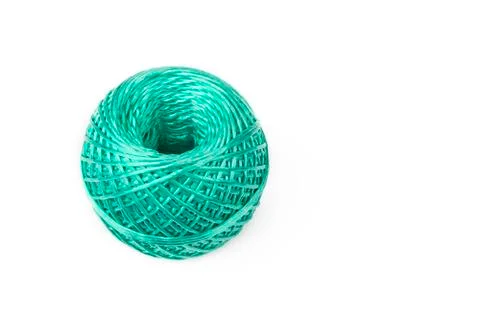Artificial ball of nylon string for household on white. Stock Photos