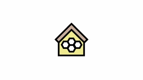 Artificial bee housing symbol - Ecological farming icon Vídeo Stock 335373483