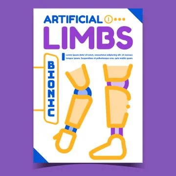 Artificial Bionic Limbs Advertising Poster Vector Stock Illustration