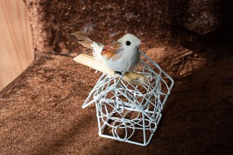 Artificial bird made out of colored handicrafts elements Stock Photos