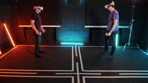 Artificial boxing game match. VR goggles box gaming. People virtual reality play Stock Footage 155758416