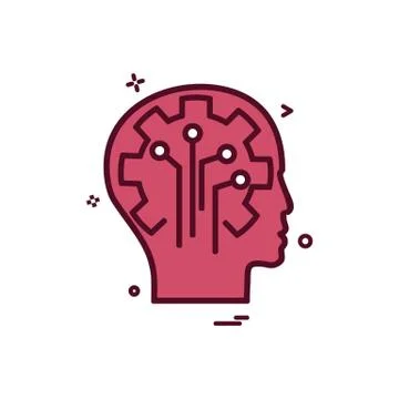 Artificial brain circuit intelligence icon vector design Illustrazione stock