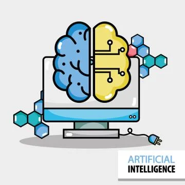 Artificial brain circuits with computer technology Stockillustratie