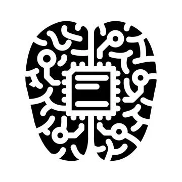 Artificial brain implant future technology glyph icon vector illustration Stock Illustration