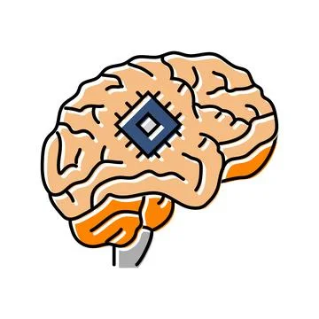Artificial brain implant future technology color icon vector illustration Illustrazione stock