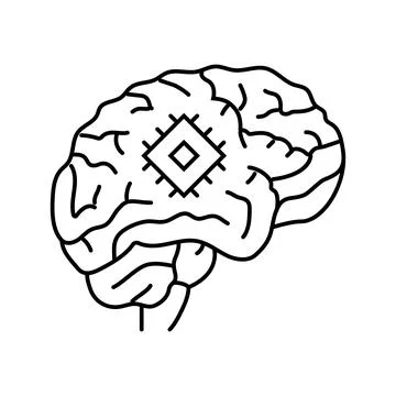 Artificial brain implant future technology line icon vector illustration Stock Illustration