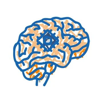 Artificial brain implant future technology icon doodle illustration 스톡 일러스트