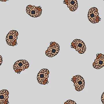 Artificial brain implant future technology vector seamless pattern 스톡 일러스트