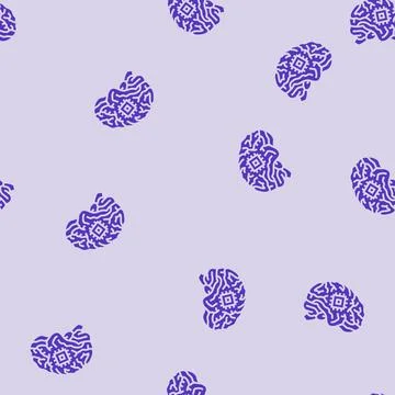 Artificial brain implant future technology glyph seamless pattern Stockillustratie