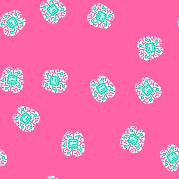 Artificial brain implant future technology vector seamless pattern Stockillustratie